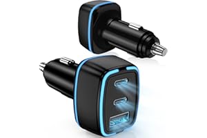 HZEVN USB C Car Charger, 3 Port PD Super Mini Cigarette Lighter Adapter, 2Pack USB-C & A Fast Car Charging for iPhone 16/15 Pro Max, Galaxy S25/S24, iPad, Pixel, Android Phones,Travel Essentials for Men