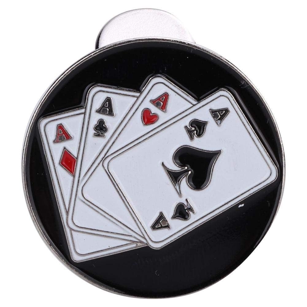Golf Hat Clip, Metal Magnetic Golf Ball Marker Holder Visor Clip Ball Marker Accessory Multiple Patterns(Poker) Golf