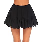 Avidlove Women's Pleated Skater Skirt Basic Casual High Waisted Ruffles Flared Mini Lingerie Skirts