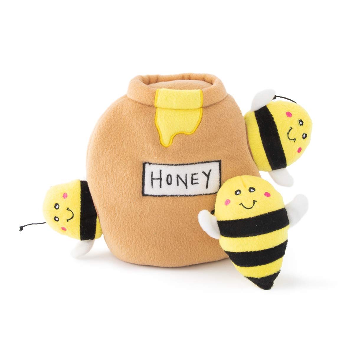 Zippy Paws Zippy Burrow Honey Pot Dog Toy – Interactive Plush Hide-and-Seek Game with Squeaky Bees – Fun Mental Stimulation Toy