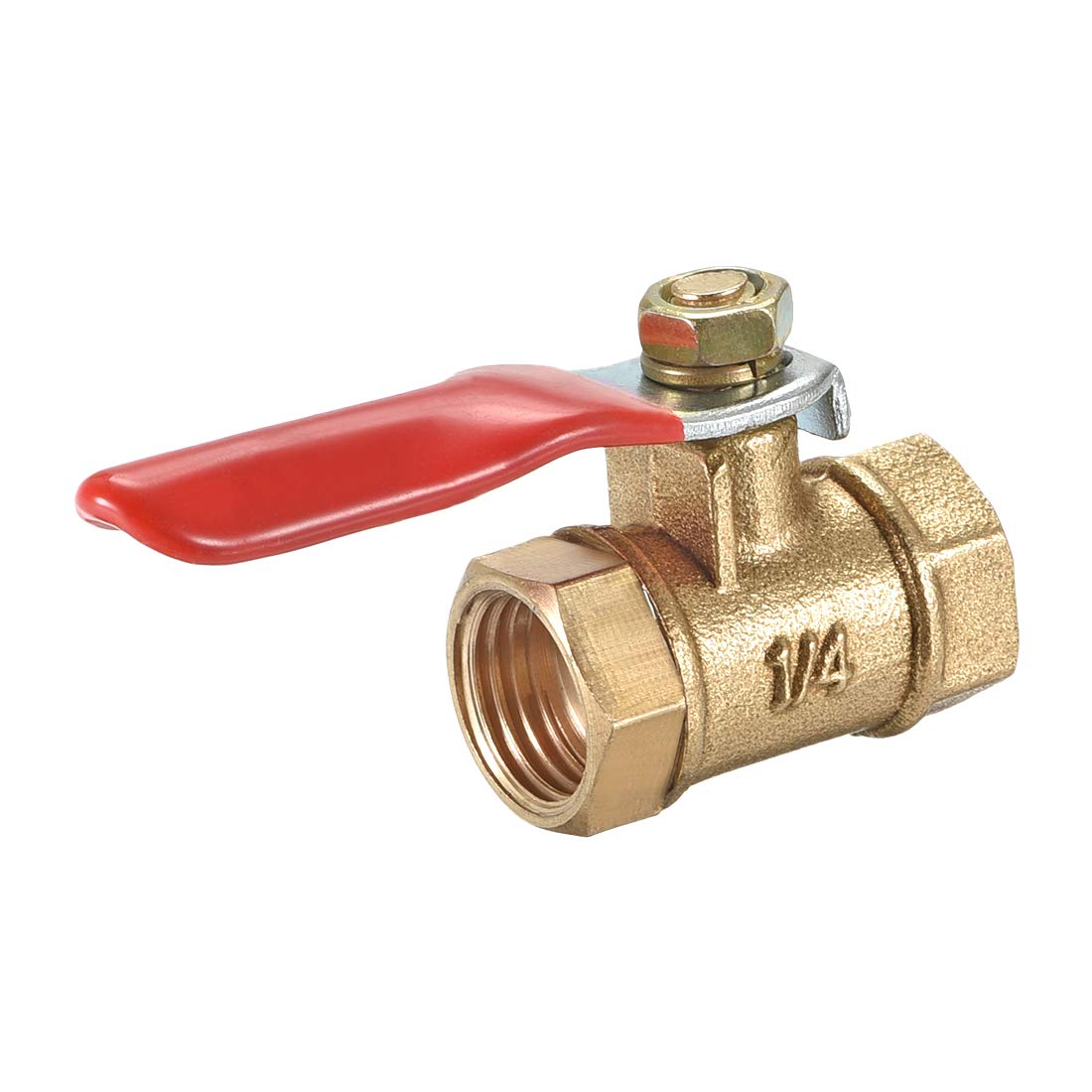 uxcell Brass Air Ball Valve Shut-Off Switch G1/4 Female to Female Pipe Tubing Fitting Coupler 180 Degree Operation Handle