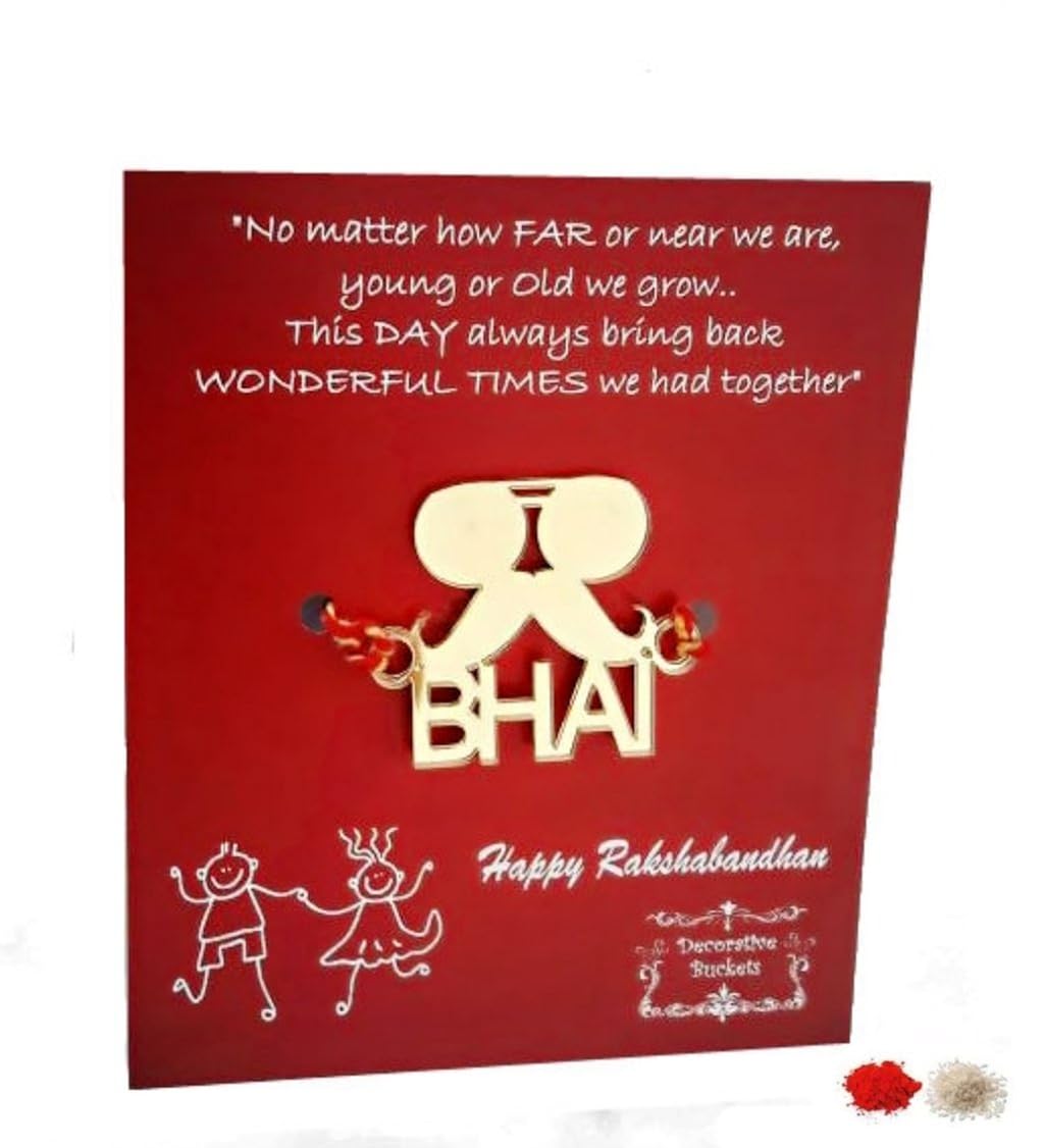 decorative buckets mustache rakhi with free roli chawal & gift card for boys/men
