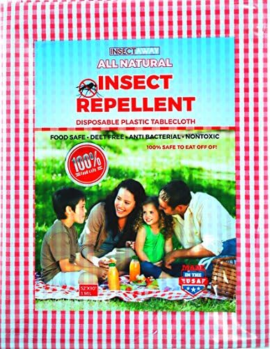 All Natural Insect Repellent Disposable Plastic Picnic Tablecloth 52"x90", Pack of 2