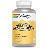SOLARAY Multi-Vita Mega-Mineral Multivitamin for Women and Men with Vitamin D, Vitamin C, Magnesium, Zinc and More - Energy and Immune System Support - 60-Day Guarantee - 30 Servings, 120 Capsules