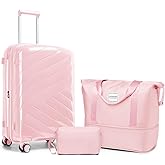 TRIPLAYER Carry On Luggage 22x14x9 Airline Approved, 20 Inch Expandable Hardshell Luggage Carry-on Suitcases with Spinner Wheels, Carry On Suitcase Set for Women (PINK)