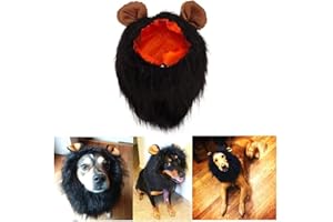 QIAONIUNIU Funny Dog Costume, Lion Mane Wig for Dog Halloween Christmas Dress Up (with Ears, Color: Black, Size: Large)