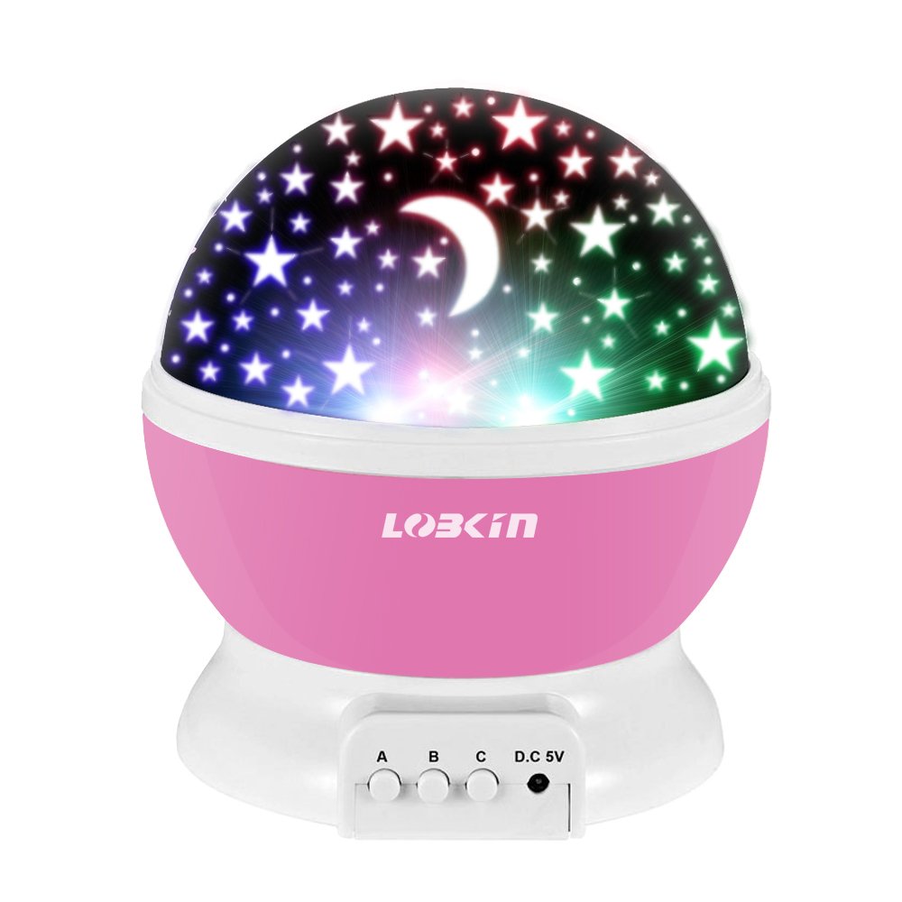 Ecandy Constellation Night Light Projector Lamp 360 Degree Rotating 3 Mode Romantic Cosmos Star Sky Moon Bedroom Light for Children,Baby Bedroom,Christmas Gifts,Pink
