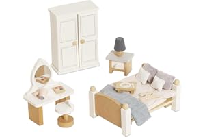Le Toy Van - Wooden Daisylane Master Bedroom Dolls House | Accessories Play Set For Dolls Houses | Girls and Boys Dolls House Furniture Sets - Suitable For Ages 3+, ME057
