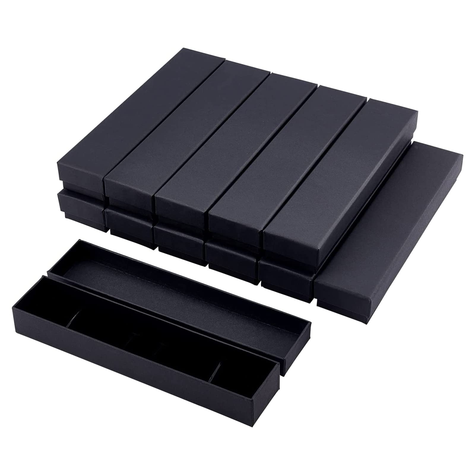 BENECREAT 12 Pack 22.5x5x3cm Black Necklace Bracelet Boxes Rectangle Black Cardboard Jewellery Box with Velvet Filled for Anniversaries, Weddings or Birthdays