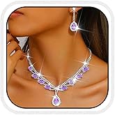 Unicra Rhinestone Bridal Wedding Jewelry Set Silver Necklace Earrings Sets Formal Prom Costume Jewelry Sets for Women and Brides