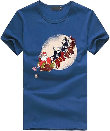 MEIbax Navidad Amantes Santa Claus Impresión Camisetas Hombre Mujer Manga Corta Cuello Redondo Tops Mujer: Amazon.es: Ropa y accesorios