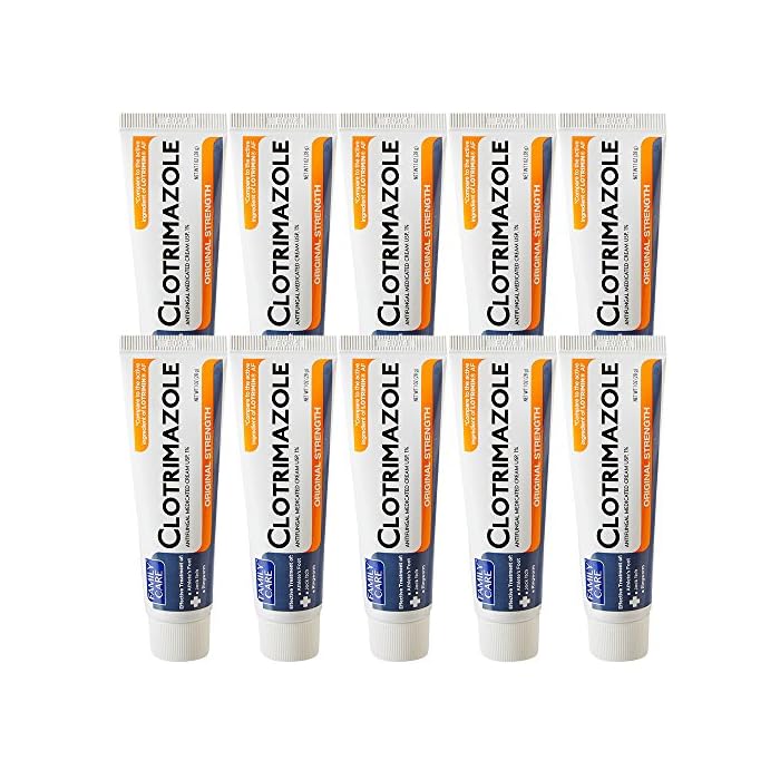 Family Care Clotrimazole Anti Fungal Cream, 1% USP Compare to Lotrimin 1oz. (10 Pack)