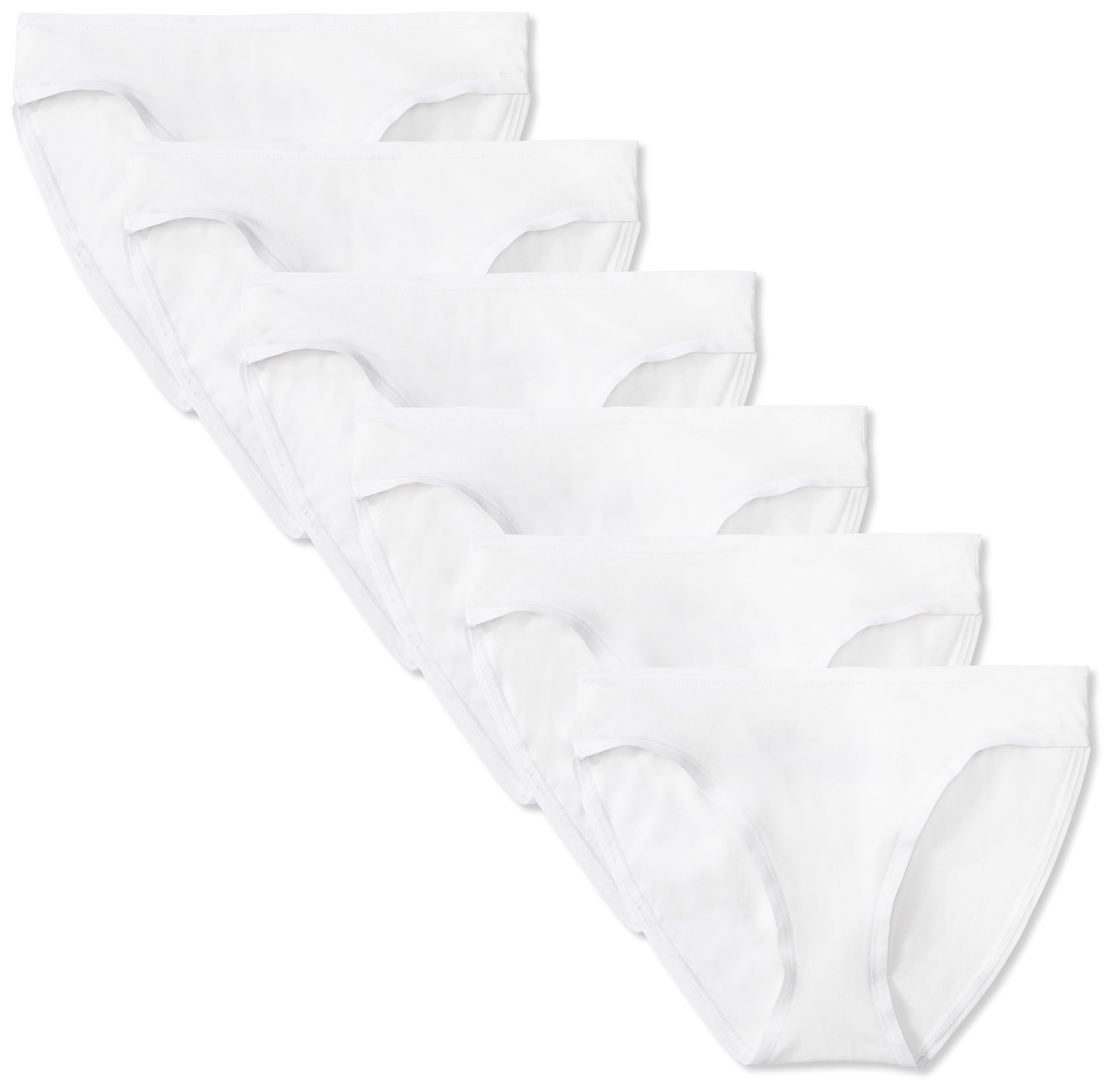 Photo 1 of Amazon Essentials Women's Cotton Bikini Brief Underwear (Available in Plus Size), Pack of 6, White, Medium