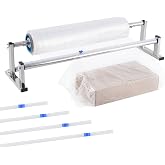 Consfly 21.6 Inch Manual Table Stretch Film Dispenser Wrapping Machine | Stainless Steel Bracket, w/4 Film Slide Cutters, for Commercial Warehouse Packaging, Moving and Shipping