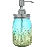 YunNasi Soap Dispenser with Stainless Steel Pump, Refillable Liquid Hand Soap Dish Soap Dispensers for Bathroom Counter, Kitchen Sink (Bluegreen)