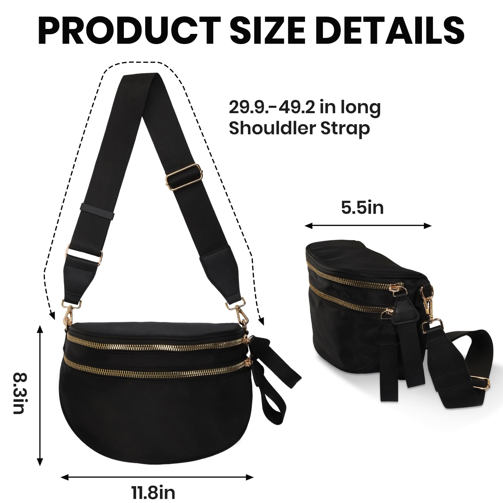 Crossbody Bags for Women, Checkered Bum Bag Crossbody, Spacious Nylon Shoulder Handbag Mom Bag