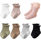VIAOKUTH Baby Girls Socks Newborn Frilly Ruffle Cotton Infant Cute Princess Socks for Toddler Dress 5 Pairs