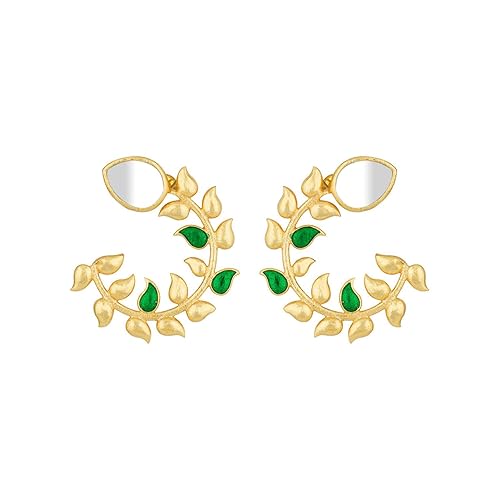 Gold-Plated Leafy Corolla Stud Earrings
