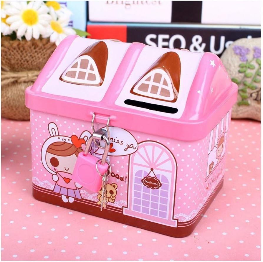 Piggy Bank Mini Piggy Bank Banknotes and Coins Saving Box Iron, Cute
