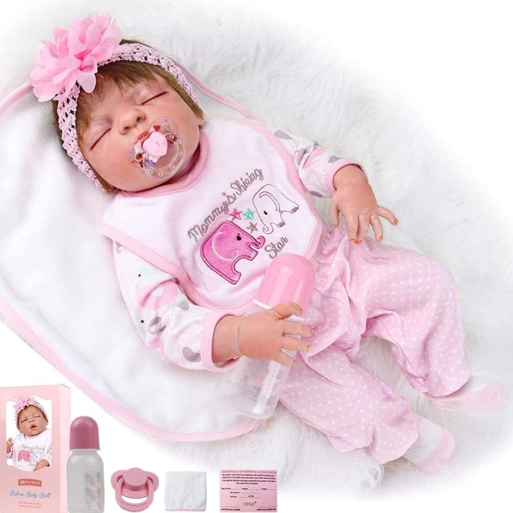 ZIYIUI 22 inch 55cm Reborn Dolls Soft Vinyl Silicone Real Life Baby Dolls Newborn with Realistic Reborn Dolls Toddler Toys