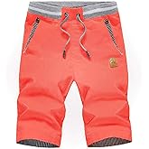 Tansozer Men's Shorts Casual Classic Fit Drawstring Summer Beach Shorts with Elastic Waist and Pockets