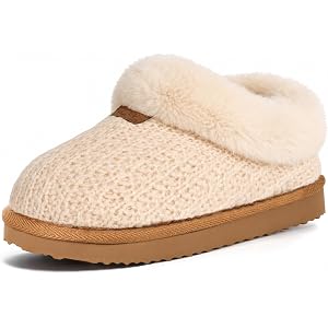 OOW Fuzzy Kids Slippers for Girls Boys Warm Plush Lined House Shoes | Memory Foam, Cozy, House Slippers, Bedroom Indoor and O