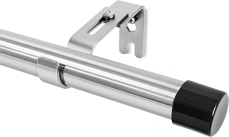 Deconovo Extendable Curtain Poles 25mm Silver Eyelet 76-157cm Set with Brackets