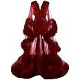Old Hollywood Feather Robe for Women Long Lingerie Tulle Bathrobe Wedding Scarf Bridal Robe Maternity Photoshoot