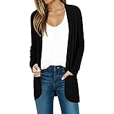 AYIFU Women's Casual Long Cardigan Sweaters Lightweight Long Sleeve Soft Open Front With Pockets