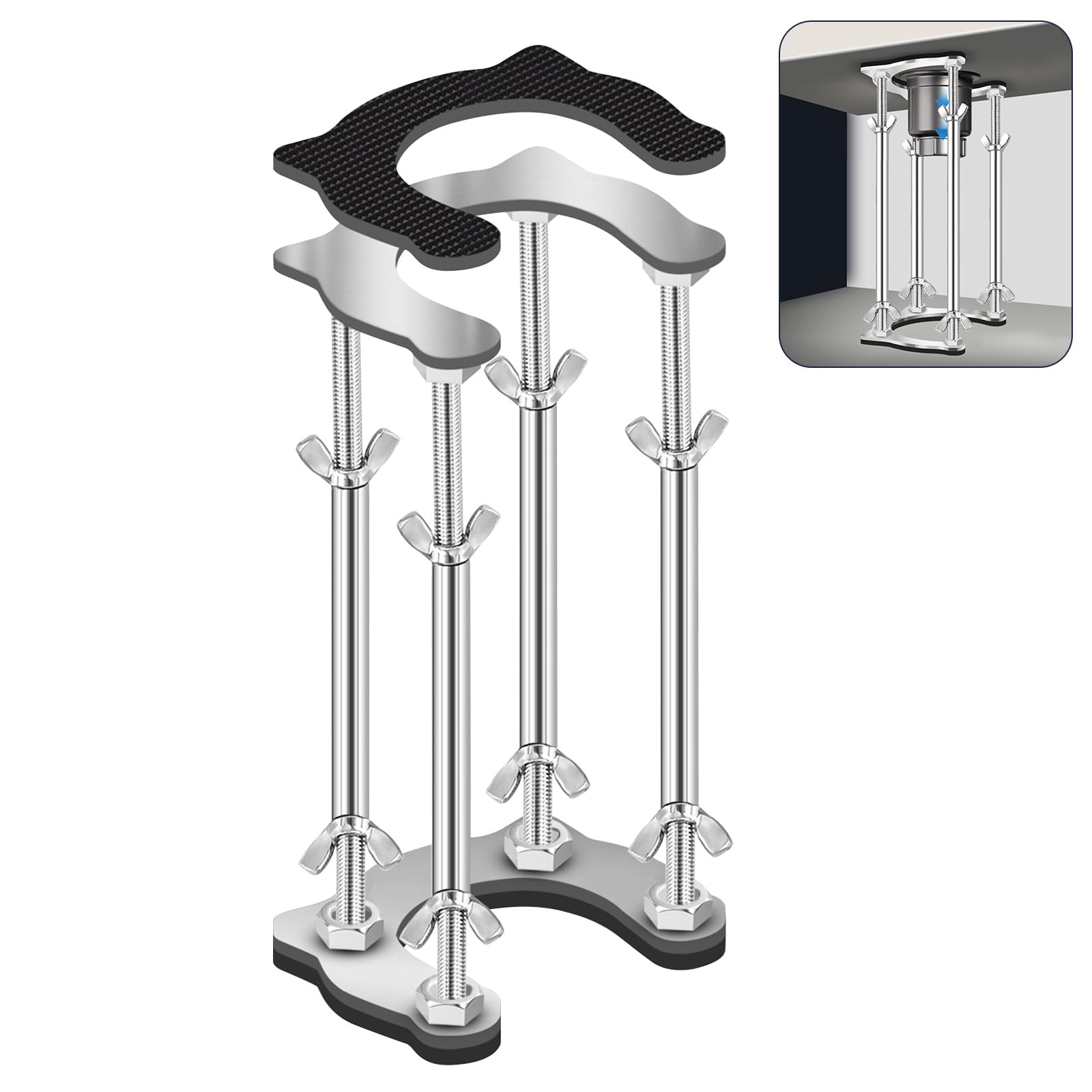 Photo 1 of QruiLanTu Undermount Kitchen Sink Bracket Space Saving Upright Sink Repair Kit with Non-Slip Shock Absorbing Pads Stainless Steel Adjustable Bracket for Kitchen, Bathroom and Outdoor Sink