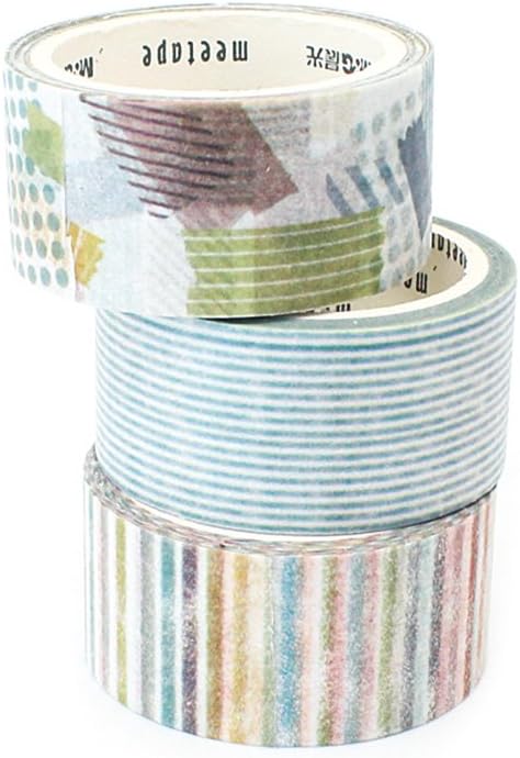 [3-Pack] New Signature Collection Designer Washi Tape: Perfect Multi Purpose Colored Masking Tape for Walls, Arts and Crafts, DIY, Scrapbook - 7mm x 5m (Vibrant Stripes)