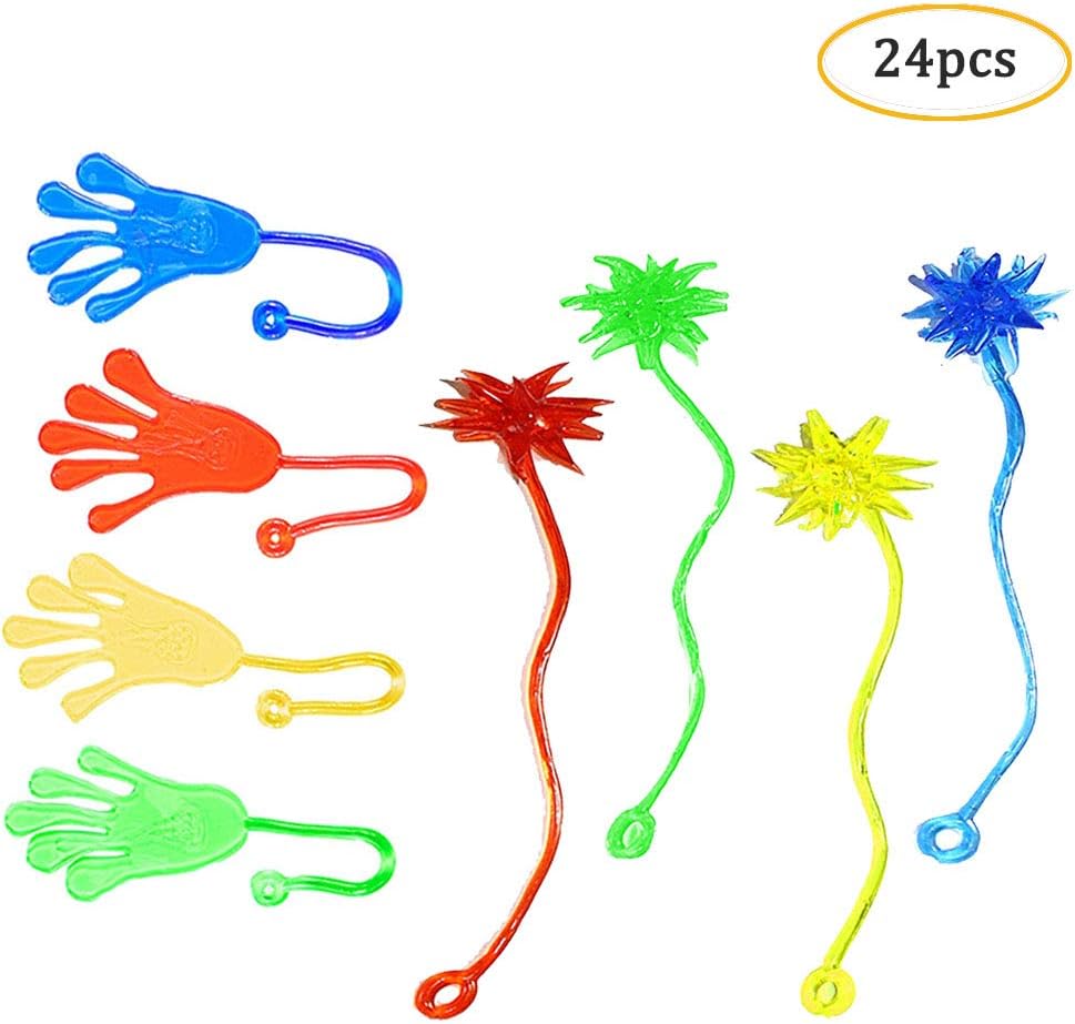 Fun Stretchy Hands, 24 Pieces Sticky Hands Toy Mini Sticky Fingers Toys Favors Sticky Fingers Climbing Palms Sticky Jelly Hands Toy for Children Party, Playing, Fun, Gifts (Random Color)