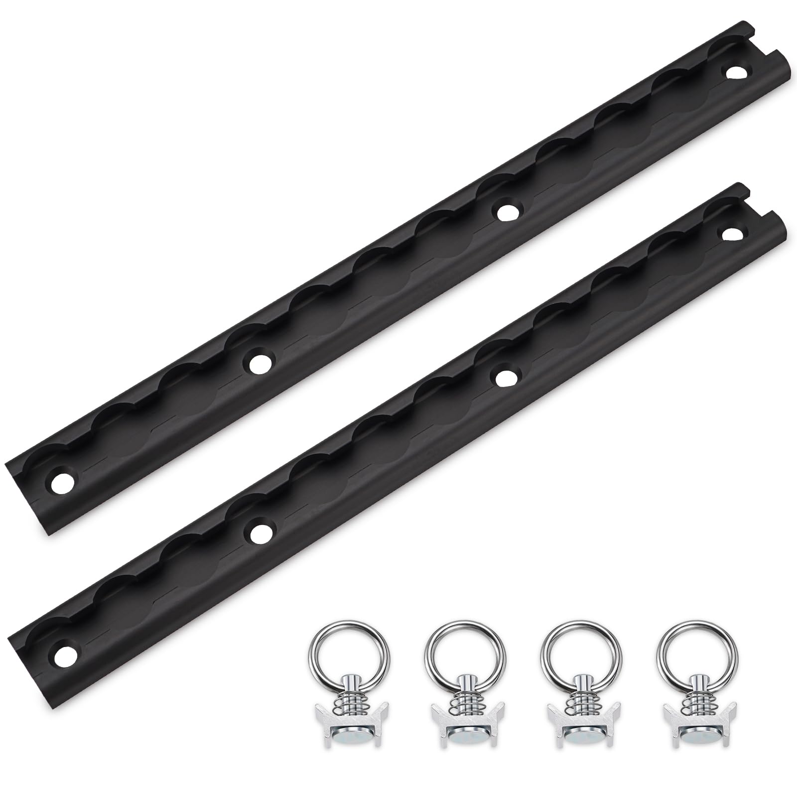 Photo 1 of 12 inch Aluminum L Track Rail with 4pcs Single Stud Fittings, L Track Tie Down System for Enclosed Trailer, Trucks, Vans, Pickup, Black