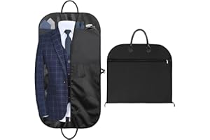 BH7STAR 43" Suit Bags for Men Travel, Travel Garment Bag Carry on, Durable Thick Oxford Fabric Suit Carrier with 5 Zipper Pockets and 2 Carry Handles mens garment bag for suits, Black