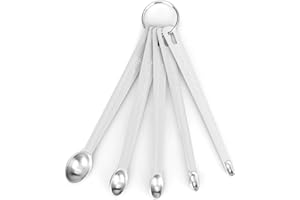 AOVCHEI Mini Measuring Spoon Set, Heavy Duty Stainless Steel Measuring Spoons for Cooking Baking, Tablespoon Teaspoon for Dry or Liquid Ingredients, Fits in Spice Jar, 1/64 1/32 1/16 1/8 1/4 tsp