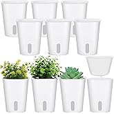 Ziliny 10 Pcs 3 Inch Self Watering Pots Self Watering Planters for Indoor Planters Plastic Garden Flower Pots with Level Indi