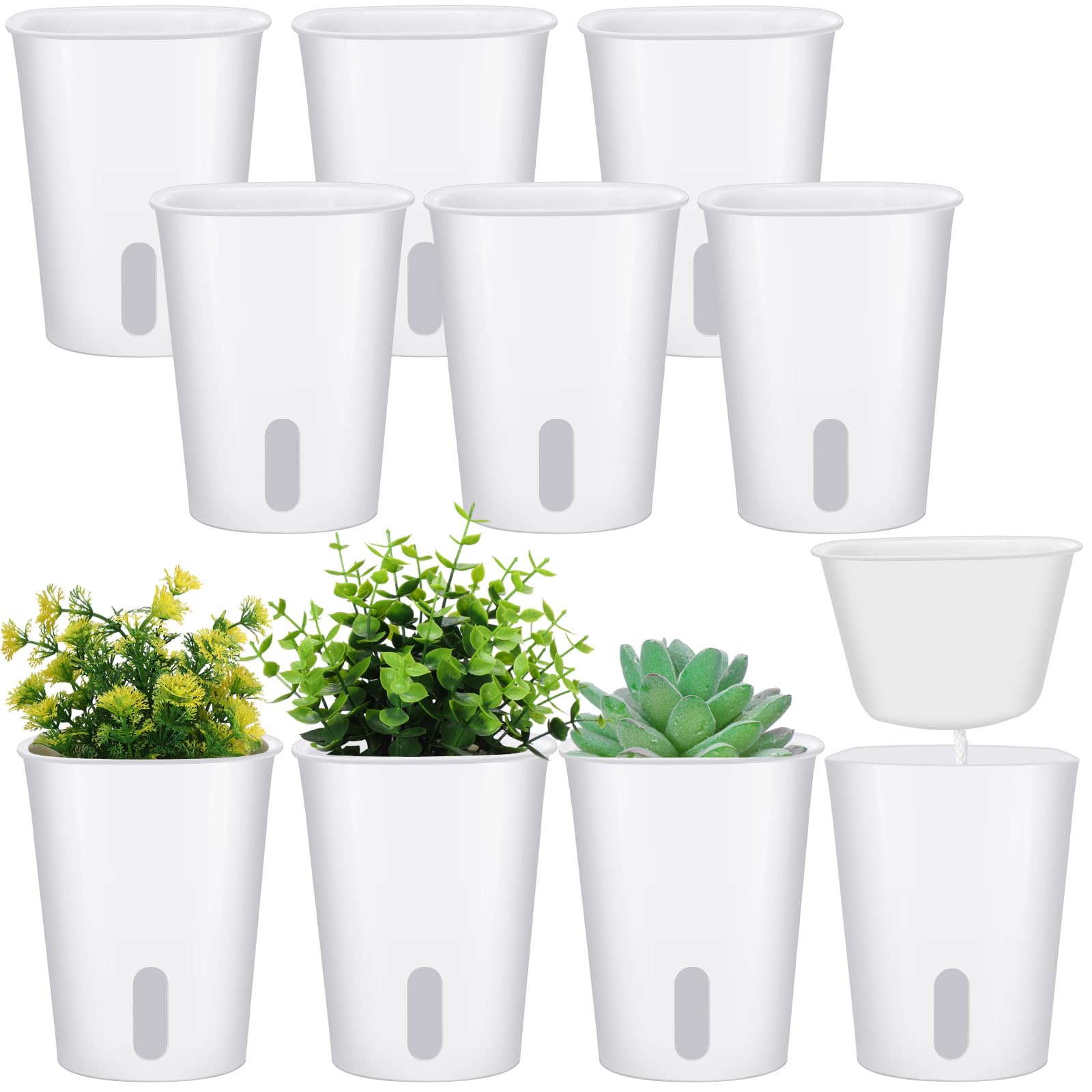 Photo 1 of Ziliny 10 Pcs 3 Inch Self Watering Pots Self Watering Planters for Indoor Planters Plastic Garden Flower Pots with Level Indicator Vents for Herbs