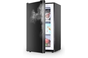 OOTDAY Black Upright freezer 3.5 Cu.ft, Compact Mini Freezer with Stainless Steel Reversible Door, 3 Adjustable Thermostat(23°F to -13°F), Quiet Stand Up Freezer for Apartment/Bedroom