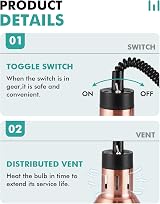 YJINGRUI Commercial Food Heat Lamp 250W Infrared Warmer Adjustable Height view 5