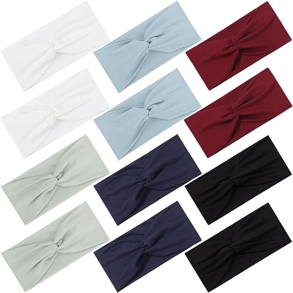 12 Stück Damen Twist-Stirnbänder – Breit, Dehnbar, Aus Milchseide, Für Sport & Alltag, Rutschfest