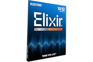 Elixir Strings, Electric Guitar Strings, Nickel Plated Steel with NANOWEB Coating, Longest-Lasting Bright Tone with Comfortable Feel, 6 String Set, Light/Heavy 10-52