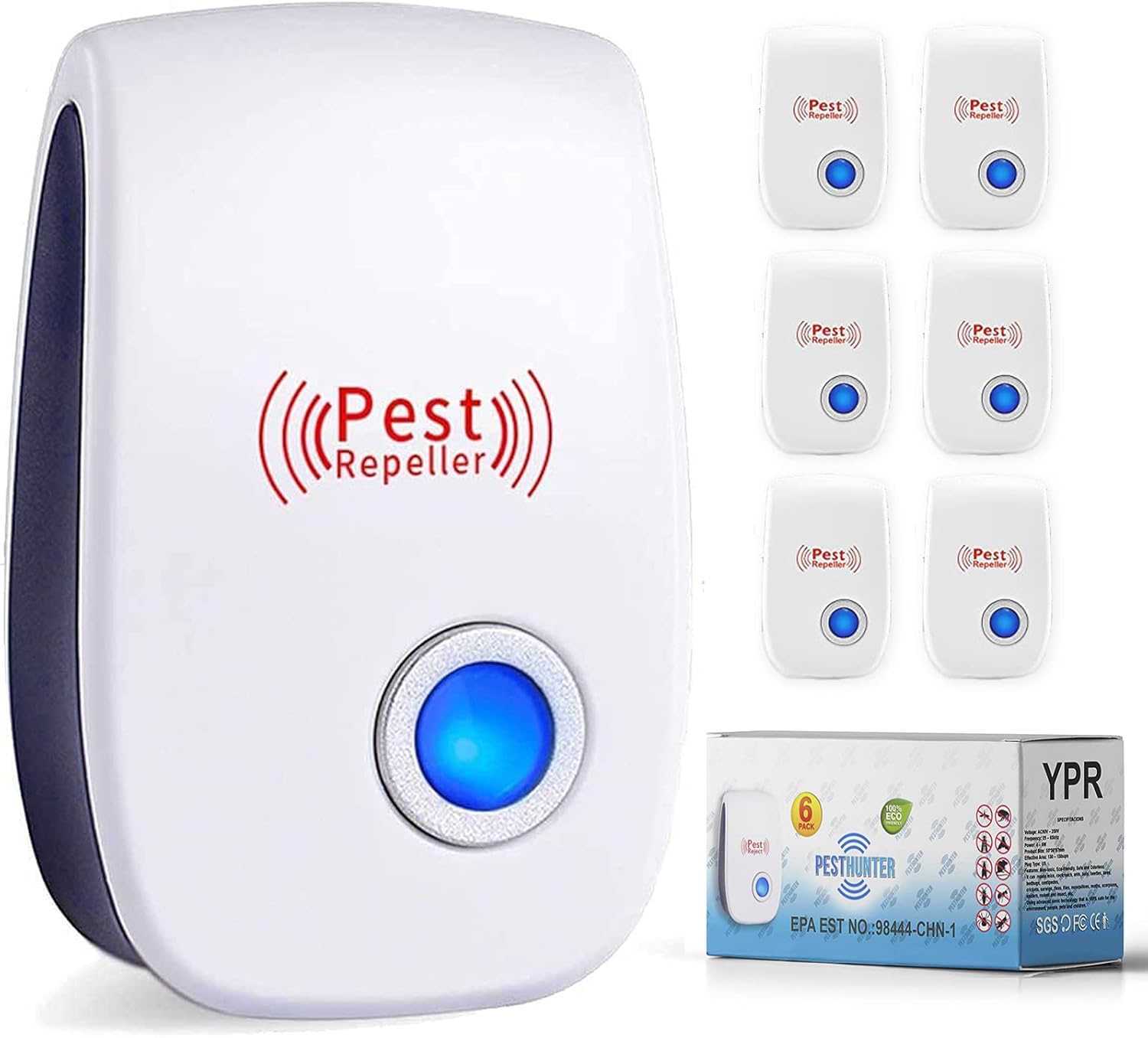 YPR 2021 Ultrasonic Pest Repeller 6-Pack - Indoor Plug in Defender for Home - Electronic Control Device - Get Rid of Cockroaches Mice Ants Mosquitoes Spiders Rodent Roaches : Garden & Outdoor