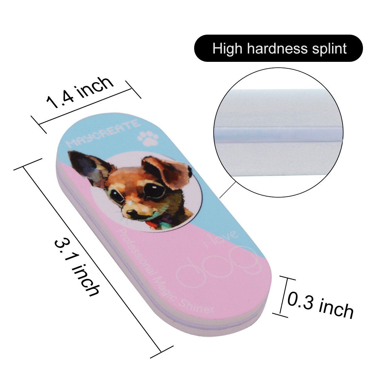 Professional Nail Buffer and Nail Shiner in 1 Set with Lovely Dog Image, Light and Convenient Cosmetic Manicure tool by MAYCREATE