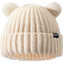 VPTMRP Bear Ear Beanie Knit Cap Warm Slouchy Crochet Hat