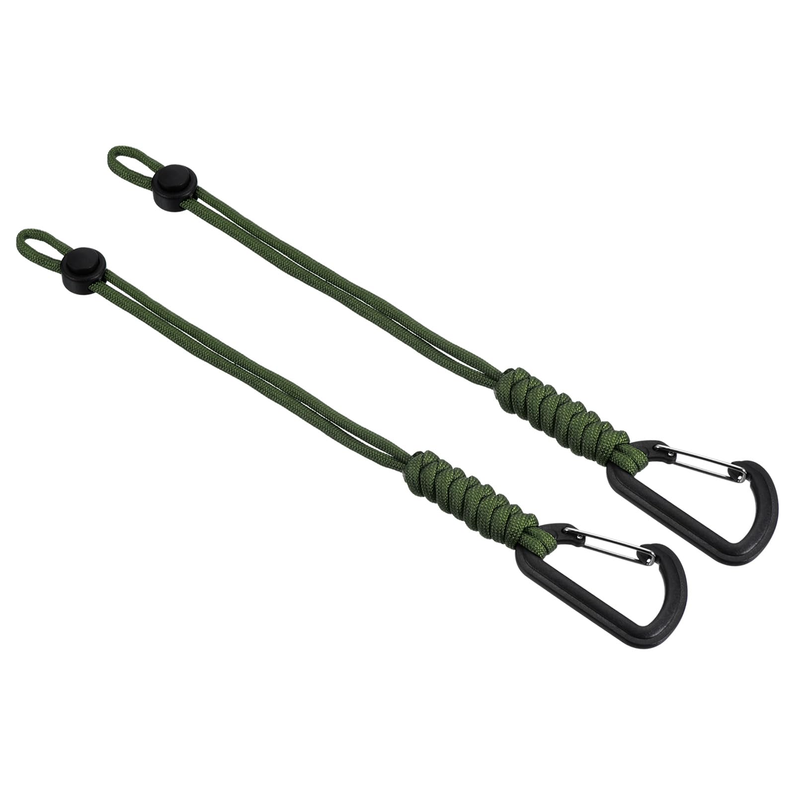 PATIKIL Badge Lanyard with Hook 10 Inch, 2Pcs Braided Wrist Keychain Strap Adjustable Cord Lock for Keys Wallets Outdoors, Army Green