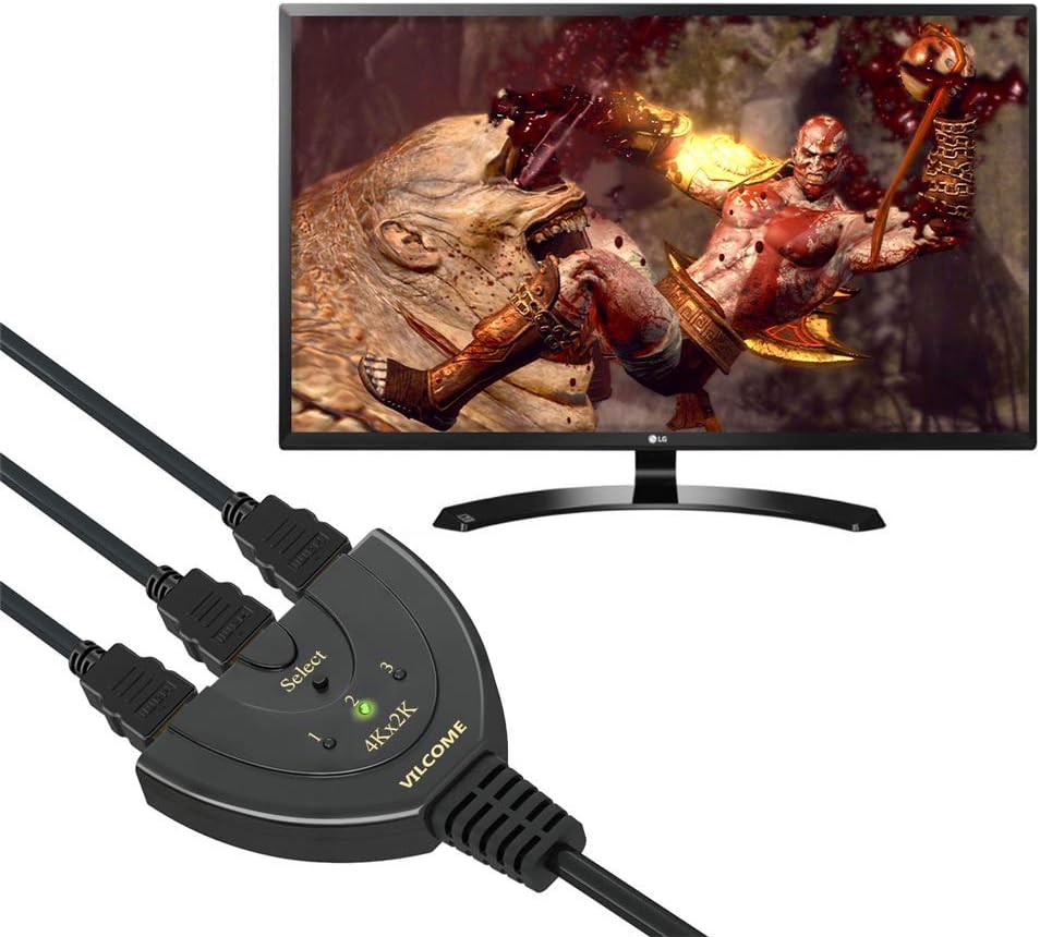 HDMI Switch,VILCOME 3 Port 4K HDMI Switch 3x1 Switch Splitter with Pigtail Cable Supports Full HD 4K 1080P 3D Player: Electronics