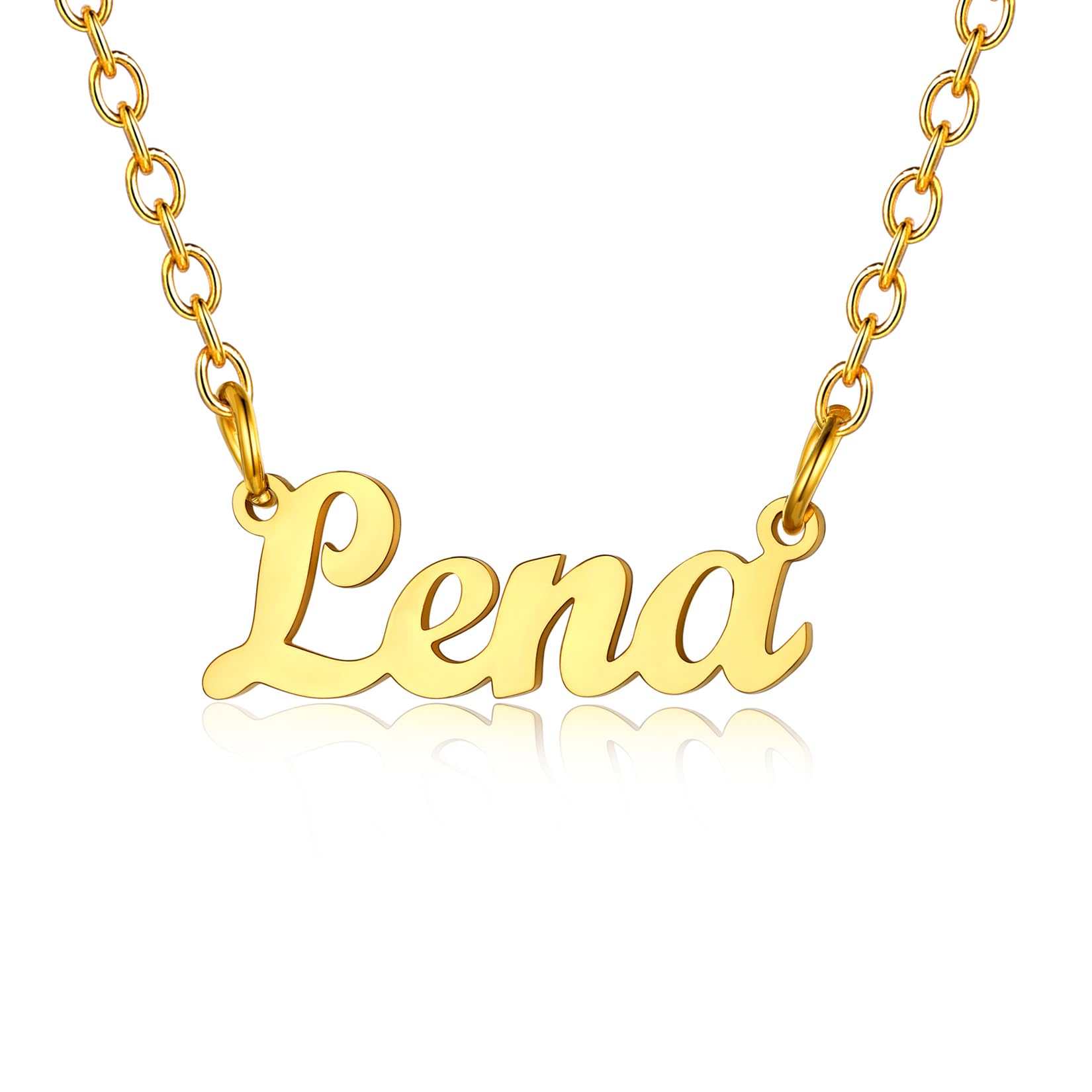 U7 Pendant Jewelry Name Gold Plated Lena Custom Womens Necklace Friendship Necklaces