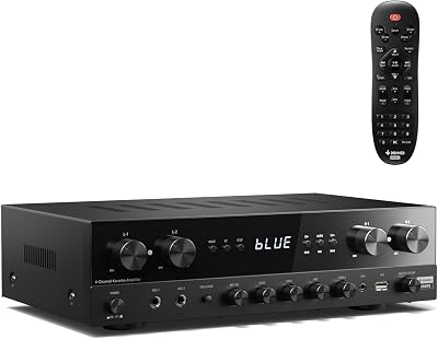 Donner Stereo Receiver 1000W 4 Channel Bluetooth 5.0 USB FM Karaoke Mic