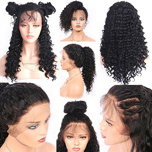 Helene High Density Glueless Lace Front Wig For Women Deep Curly Synthetic Lace Wigs Heat Resistant Fiber Wig Natural Hairline with Baby Hair (26Inch Black Color)