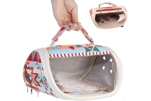 KEERSI Bird Carrier Bag Small Pet Portable Breathable Outgoing Bag for Parrot Budgie Parakeet Cockatiel Conure Lovebird Finch Canary Amazon Hamster Mice Rat Chinchilla Guinea Pig Squirrel (Pink Ethnic)